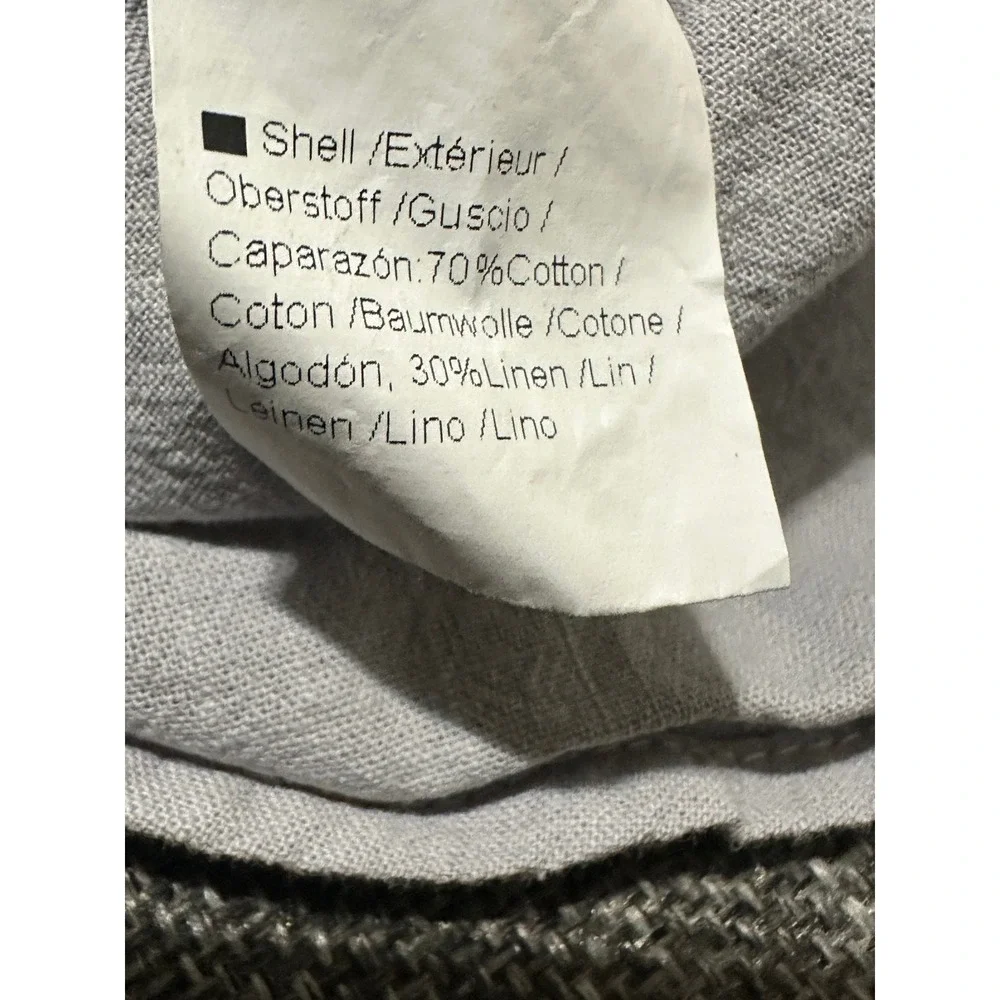 Unbranded Men's L Henley Shirt Cotton Linen Grey 3/4 Sleeve Casual